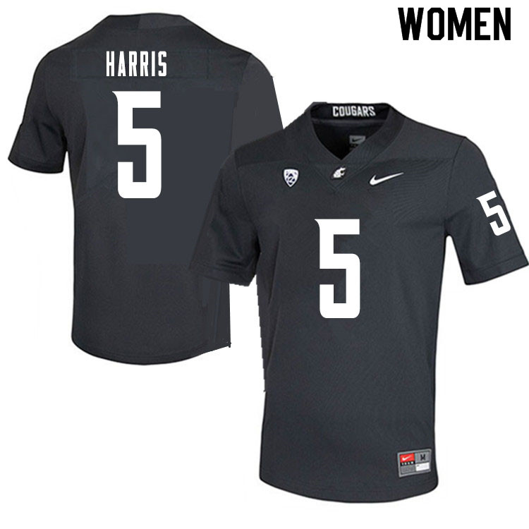 Women #5 Travell Harris Washington State Cougars College Football Jerseys Sale-Charcoal - Click Image to Close